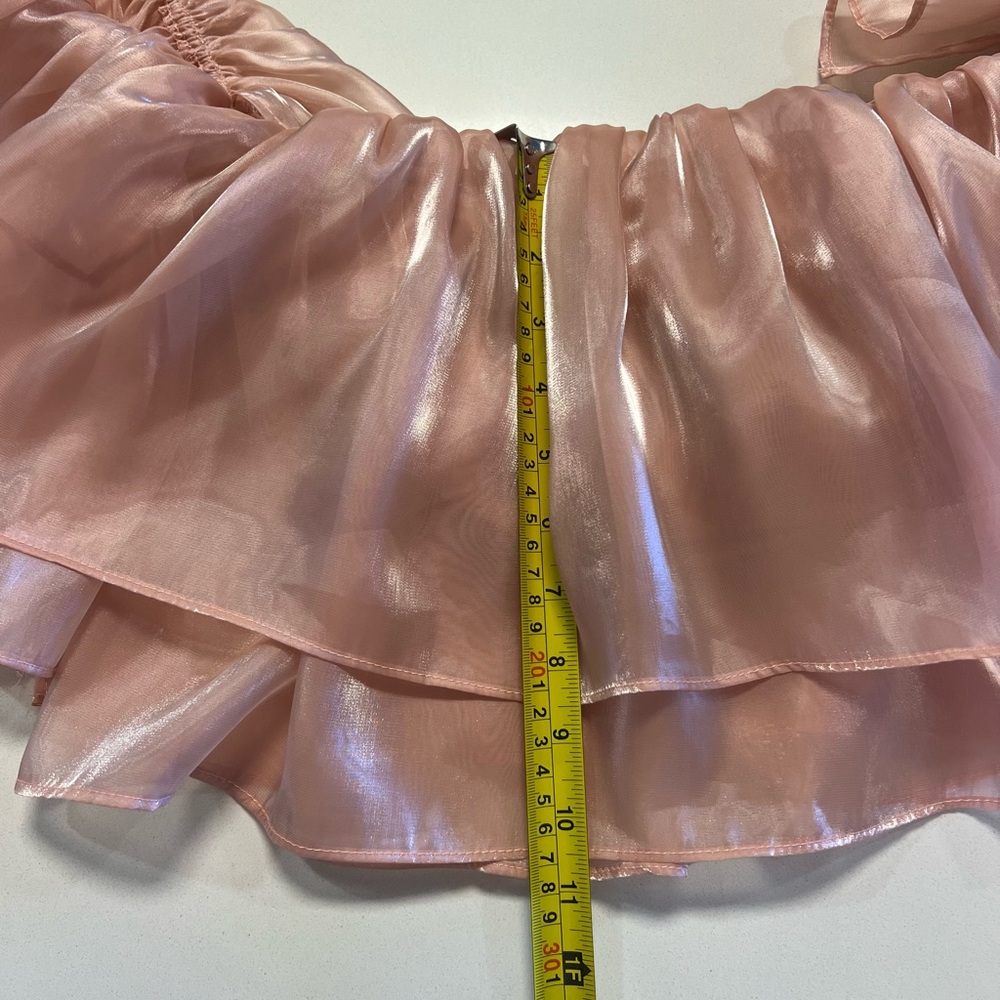 MABLE Rose Gold Organza Off Shoulder Ruffle Statement Party Festival Top 📐Small - Picture 4 of 5